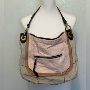 orYANY Pebble Genuine Leather Partchwork Colorblock Med Bag